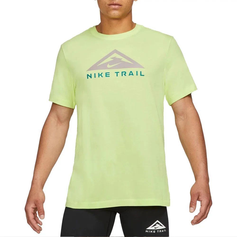 Nike Mens Trail Dri-FIT Crew Short Sleeve T-Shirt Light Lemon Twist Tee Sz S - Picture 1 of 10
